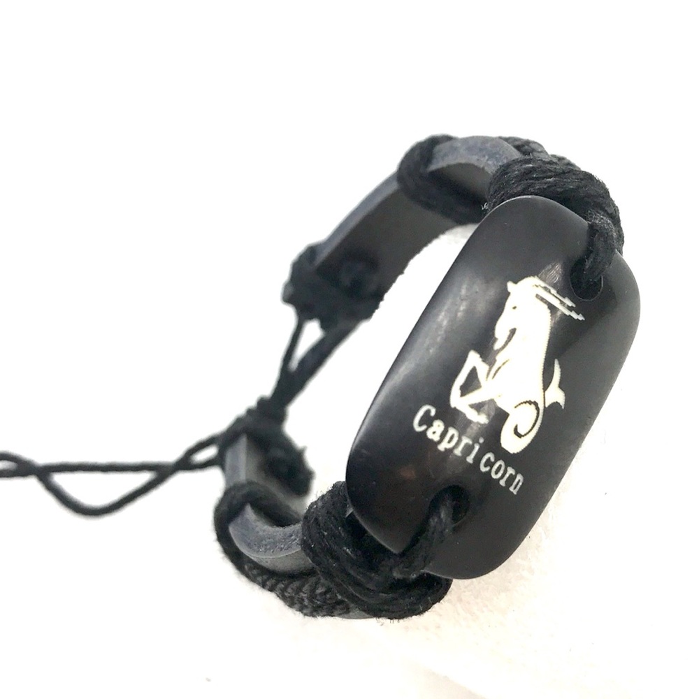 Leather bracelet Capricorn Zodiac charm
